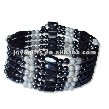 Magnetic Howlite Beaded Wrap Bracelets &amp; Collier 36 &quot;